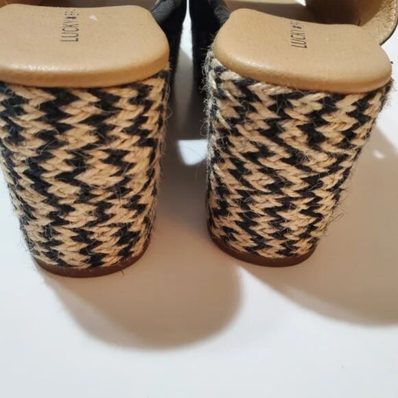 Lucky Brand / Genzy Platform Espadrille Wedge Sandals in Black / Size 8.5 - Picture 4 of 15